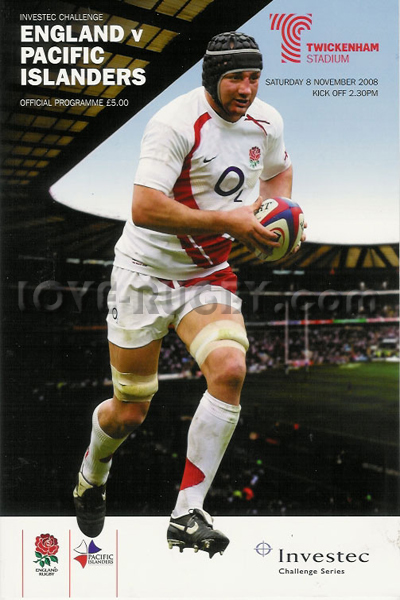 2008 England v Pacific Islanders  Rugby Programme